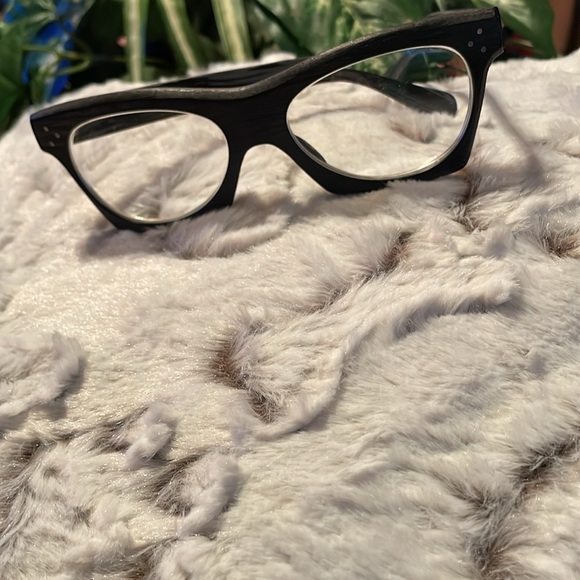 “Cat Eye” EyeGlass Frame “Black” Beautiful Prescription Geometric Wood Acetate - Picture 1 of 10